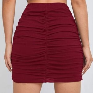 Elegant Burgundy Ruched Skirt